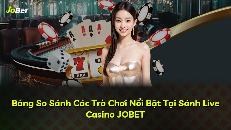Bảng So Sánh Các Trò Chơi Nổi Bật Tại Sảnh Live Casino JOBET